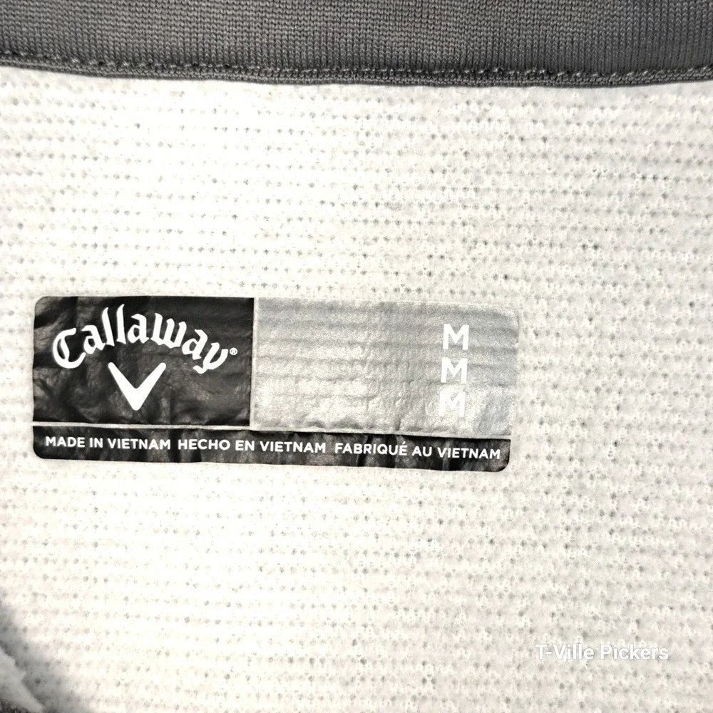 Callaway Mens Heathered Grey Mock Neck Snap Placket Golf Pullover Size M MA3719